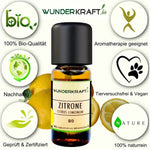 Lade das Bild in den Galerie-Viewer, Entdecken Sie die natürliche Kraft des ätherischen Zitronenöls! 100% naturrein und laborgeprüft für Aromatherapie, Hautpflege und Entspannung. Vielseitige Anwendungen für Mensch und Tier. Überzeugen Sie sich selbst von der Wirkung! Jetzt bestellen und die Natur in Ihr Zuhause holen.
